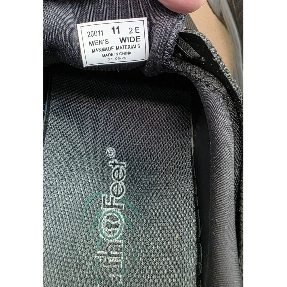 Orthofeet Men's 11 2E Wide Black 20011 Mesh Diabetic Walking Shoes Lace Up Low